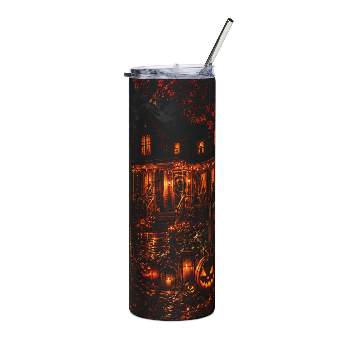 20oz Stainless Tumbler — "Home Is Where the Horror Is" Halloween Night Scene