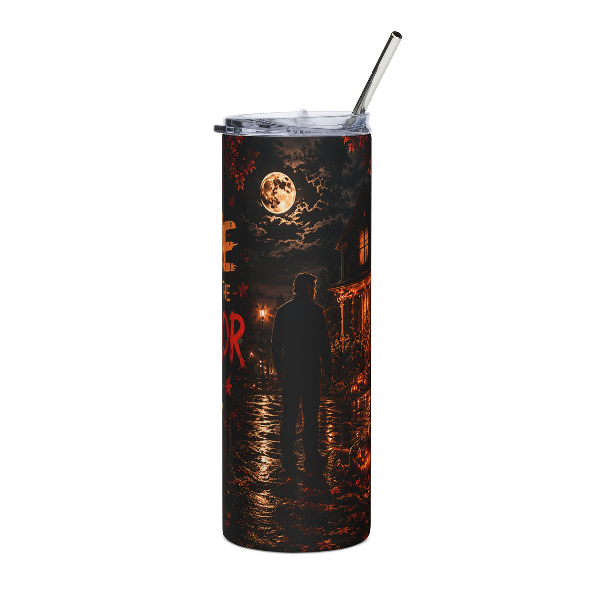 20oz Stainless Tumbler — "Home Is Where the Horror Is" Halloween Night Scene