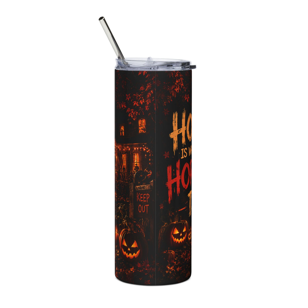 20oz Stainless Tumbler — "Home Is Where the Horror Is" Halloween Night Scene